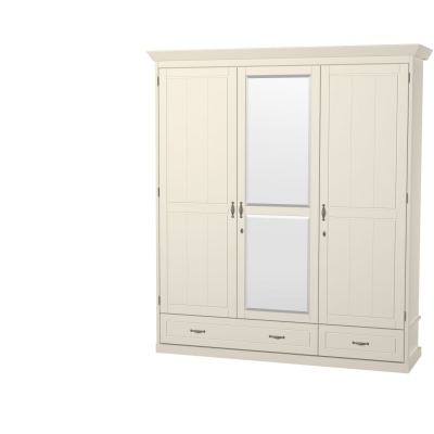 NICE Szafa 3-drzwiowa,1 drzwi z lustrem, 2-szufladowa biała 5090NC431